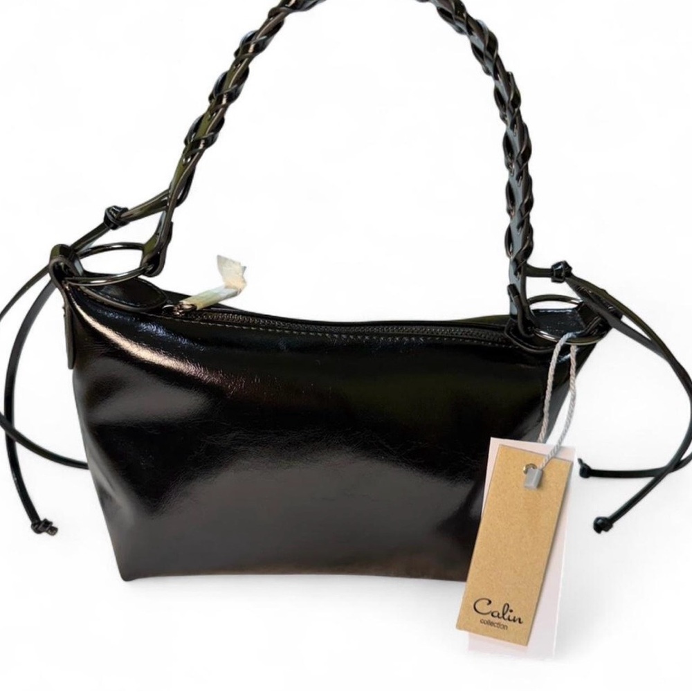 Cielo Black Glossy Shoulder Bag